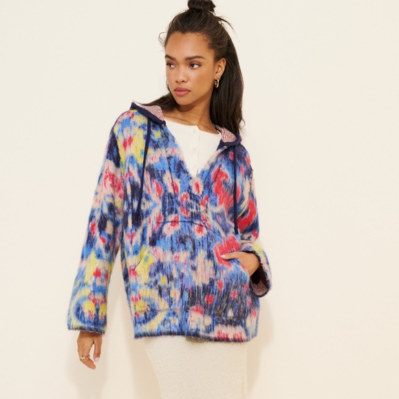 Anthropologie Sweaters - Anthropologie Colorful Hooded Sweater